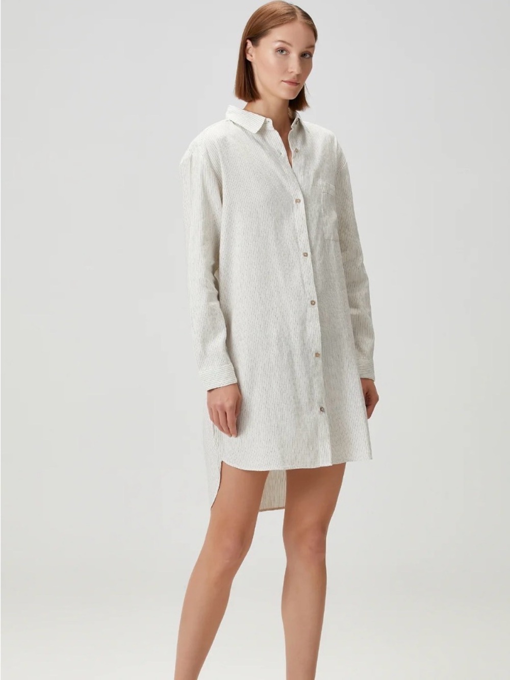 else Light Cream Button-Down Midi Shirt Dress